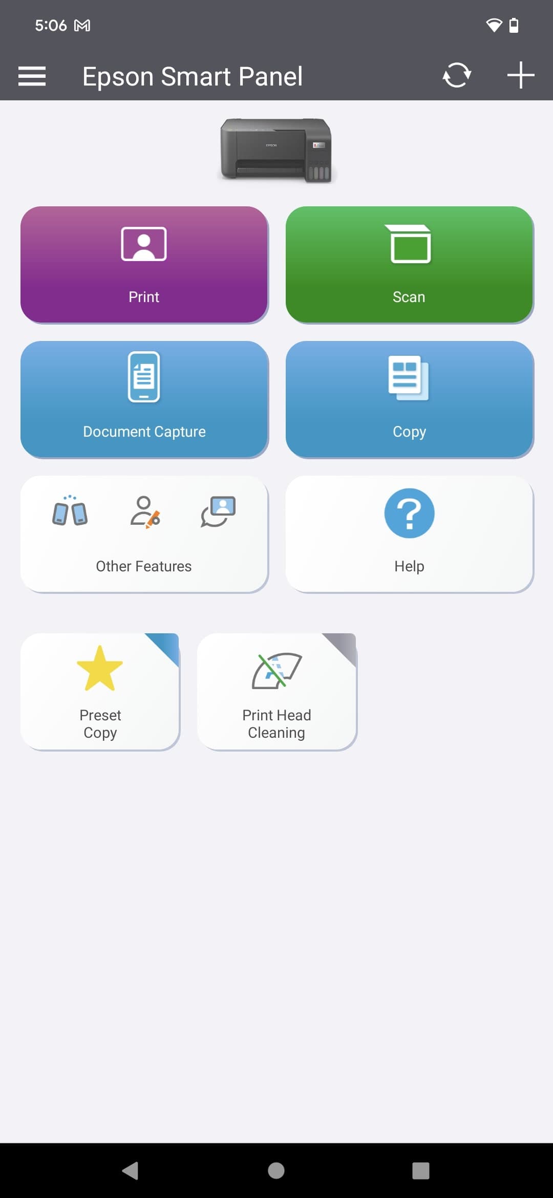 Interface Epson Smart Panel - Configuration WiFi manuelle XP-2105