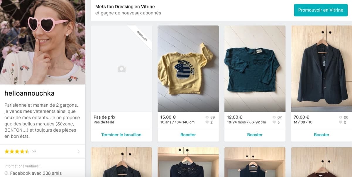 Configuration profil Vinted - Photo et biographie